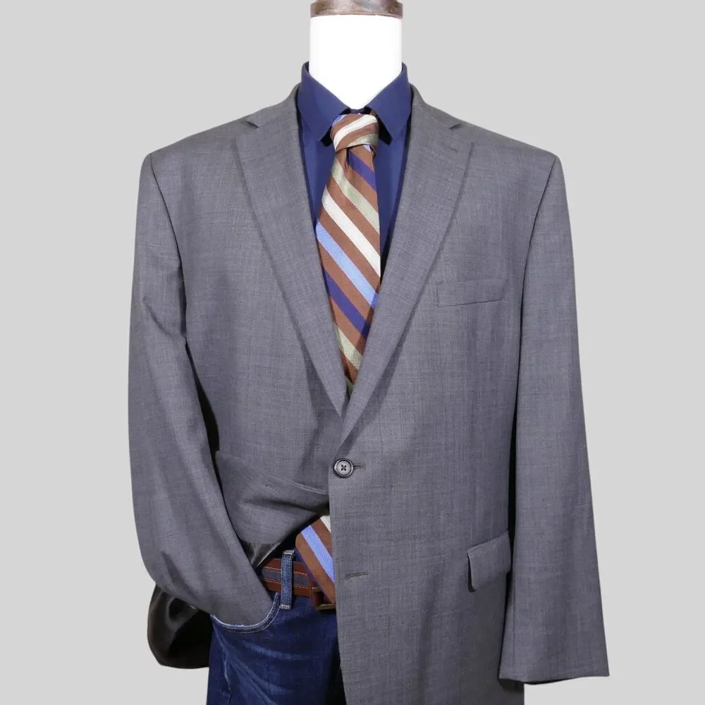 Lauren Ralph Lauren Sport Coat Blazer Mens 48R Gray Two Button 100% Wool